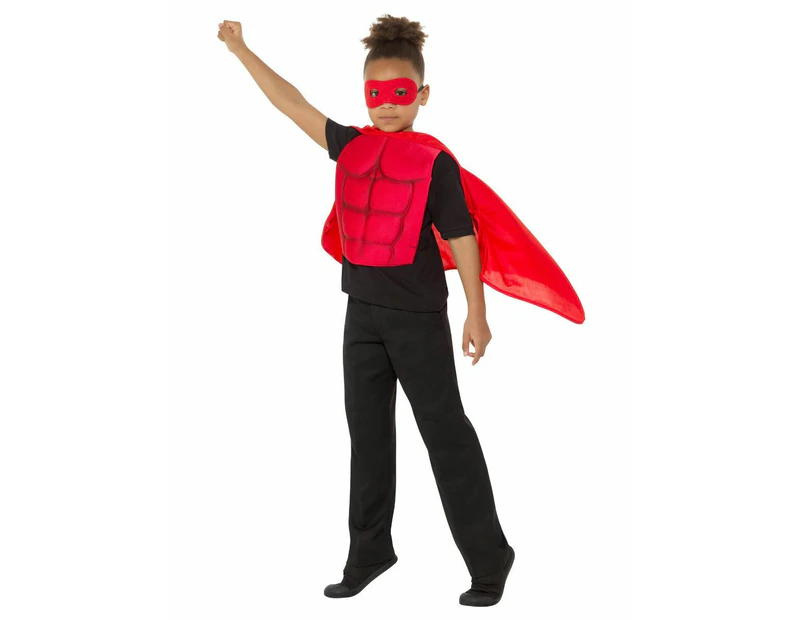 Red Superhero Child Costume Accessory Set Size: Medium - Large