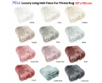 Mia Luxury Long Hair Faux Fur Throw Rug 127 x 152 cm - Silver