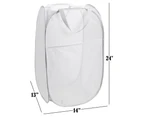 Laundry Bag Pop Up Mesh Washing Foldable Laundry Basket Bag Bin Hamper Storage-White