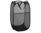 Laundry Bag Pop Up Mesh Washing Foldable Laundry Basket Bag Bin Hamper Storage-Black