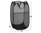 Laundry Bag Pop Up Mesh Washing Foldable Laundry Basket Bag Bin Hamper Storage-Black