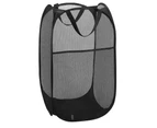 2PCS Laundry Bag Pop Up Mesh Washing Foldable Laundry Basket Bag Bin Hamper Storage-Black