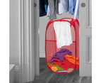 Laundry Bag Pop Up Mesh Washing Foldable Laundry Basket Bag Bin Hamper Storage-Red