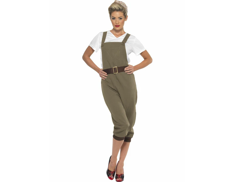 WW2 Land Girl Adult Costume Khaki Size: Medium