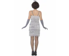 Short Silver Flapper Adult Costume Size: Large