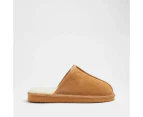 Mens Genuine Suede Slipper Scuff - Brown