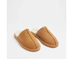 Mens Genuine Suede Slipper Scuff - Brown