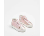 Target Girls Junior Hi Top Irridescent Croc Sneaker - Pink