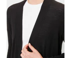 Australian Merino Wool Maxi Cardigan - Preview - Black