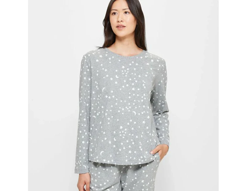 Target Long Sleeve Print Jersey Sleep Top - Grey