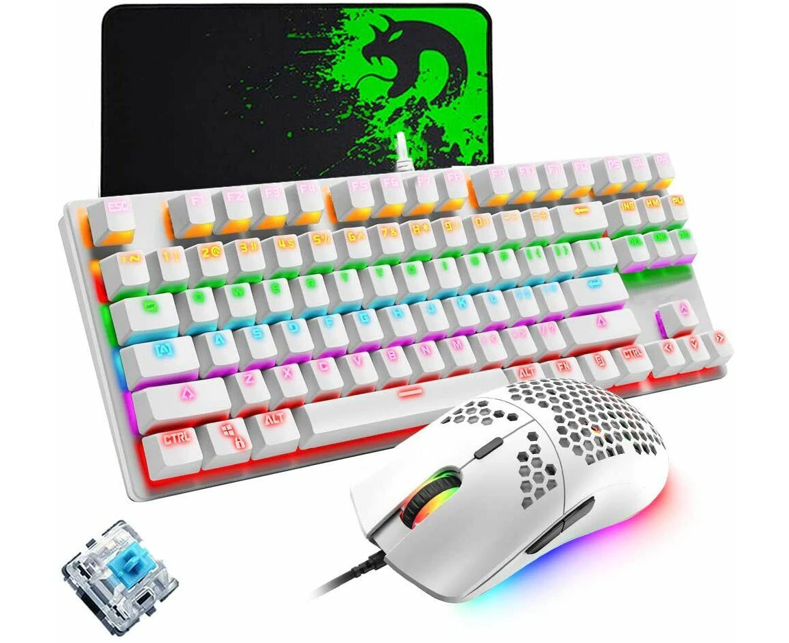 Wired Gaming Keyboard and Mouse Combo Mechanical Rainbow Backlit For PC PS4 XBox