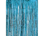 Metallic Tinsel Curtain Foil Backdrop Function Party Decoration Birthday Event - Lake Blue