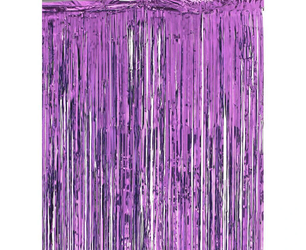 Metallic Tinsel Curtain Foil Backdrop Function Party Decoration Birthday Event - Light Purple