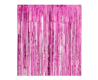 Metallic Tinsel Curtain Foil Backdrop Function Party Decoration Birthday Event - Rose Red