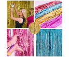 Metallic Tinsel Curtain Foil Backdrop Function Party Decoration Birthday Event - Avocado Green
