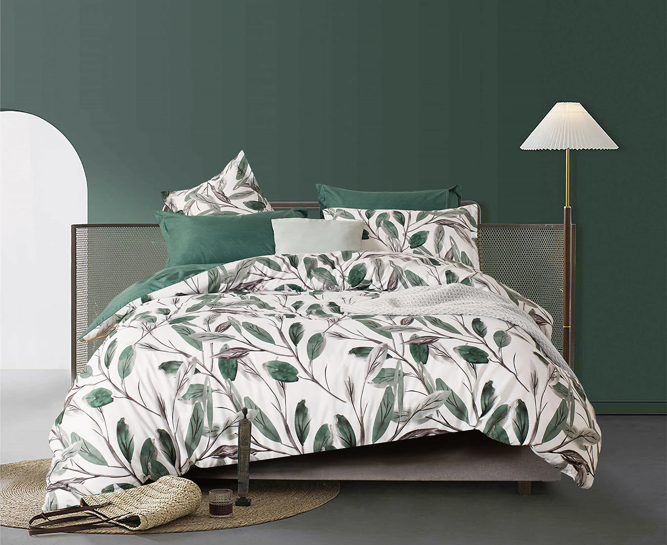 CleverPolly Sally Reversible Quilt Cover Set - Green/White