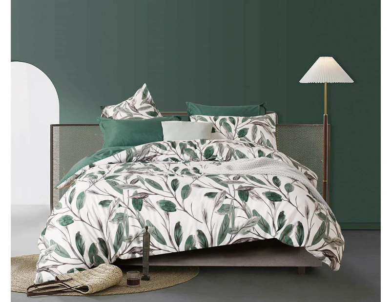 CleverPolly Sally Reversible Quilt Cover Set - Green/White