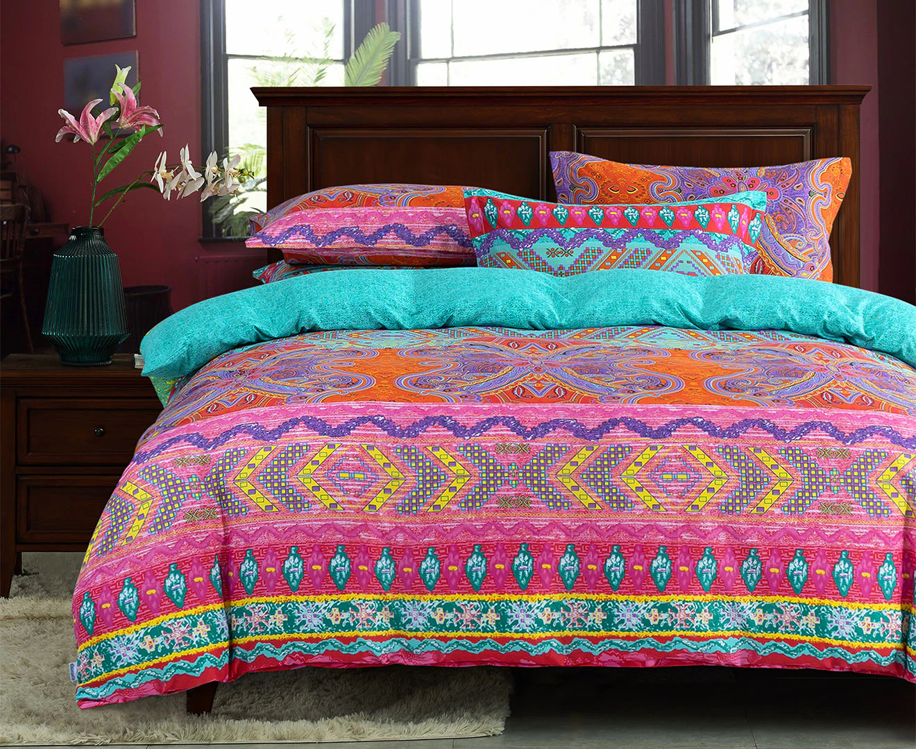 Cleverpolly Cindy Reversible Quilt Cover Set - Multi