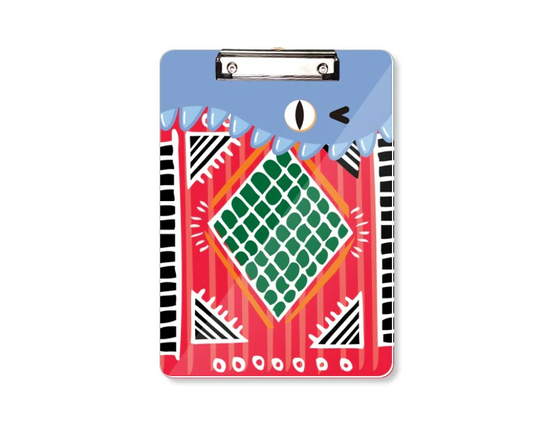 Red Green Line Mexico Totems Ancient Civilization Teeth Notepad Clipboard Folder File Backing Letter A4
