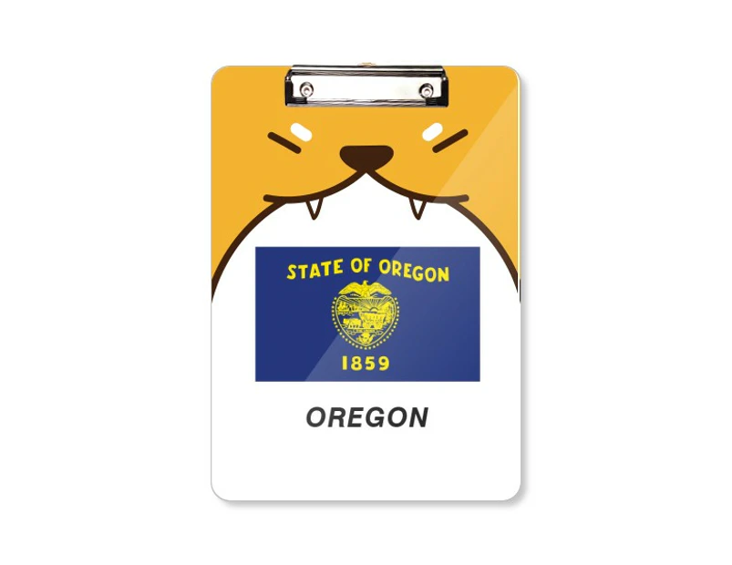 American State Flag Outline Oregon Dog Clipboard Folder File Folio Bussiness Plate A4
