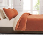 Gioia Casa Teddy Sherpa 2-in-1 Quilt Cover Set & Throw/Blanket - Terracotta