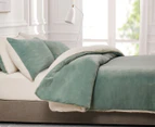Gioia Casa Teddy Sherpa 2-in-1 Quilt Cover Set & Throw/Blanket - Sage