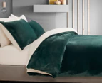 Gioia Casa Teddy Sherpa 2-in-1 Quilt Cover Set & Throw/Blanket - Emerald