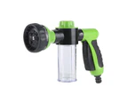 Washing Nozzle Plant Pet Hose 8Mode Garden Car Water Foam Sprayer Soap Dispenser - Green