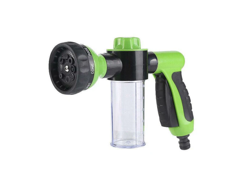 Washing Nozzle Plant Pet Hose 8Mode Garden Car Water Foam Sprayer Soap Dispenser - Green