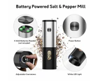 Electric Salt and Pepper Grinder,Battery Powered Pepper Mill,Automatic Salt Grinder with Adjustable Coarseness,White LED Light,1 Pack Silver
