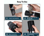 Electric Pepper Grinder, Battery Operated Salt Grinder, Automatic Pepper Mill with LED Light, One-hand Button Control, Adjustable Coarseness, Black