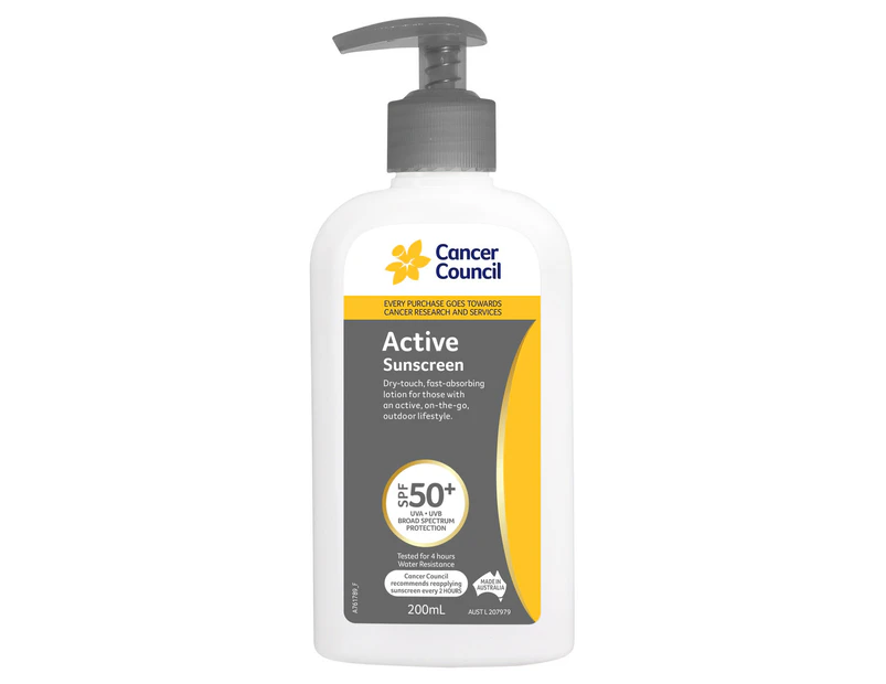 Cancer Council Active Sunscreen SPF50+ 200ml