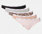 Calvin Klein Women's Autograph Bikini Briefs 5-Pack - Black/Cedar/Nymph's Thigh/Charcoal Heather/Leopard