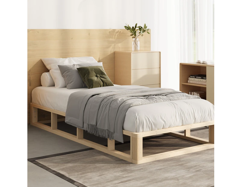 Oikiture Bed Frame Single Size Wooden Bed Base Platform Cage-like Base