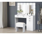 ALFORDSON Dressing Table Stool Set Makeup Mirror Desk 12 LED Bulbs White