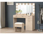 ALFORDSON Dressing Table Stool Set Makeup Mirror Desk 12 LED Bulbs Wood