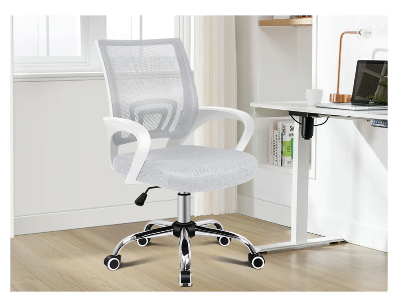 ALFORDSON Mesh Office Chair Mid Back White Grey