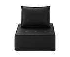 Oikiture 1PC Modular Sofa Lounge Chair Armless TOFU Back PU Leather Black