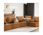 Oikiture 4PC Modular Sofa Lounge Chair Armless TOFU Back PU Leather Brown