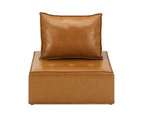 Oikiture 4PC Modular Sofa Lounge Chair Armless TOFU Back PU Leather Brown