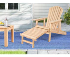 ALFORDSON Outdoor Chair Wooden Adirondack w/ Ottoman Patio Beach Garden Natural