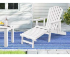 ALFORDSON Outdoor Chair Wooden Adirondack w/ Ottoman Patio Beach Garden White