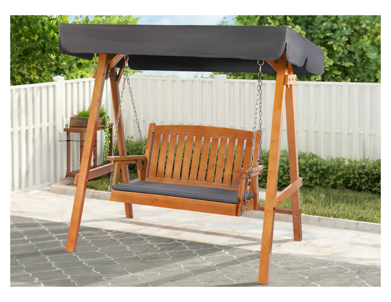 ALFORDSON Swing Chair Outdoor Furniture Wooden Garden Patio Bench Canopy Teak