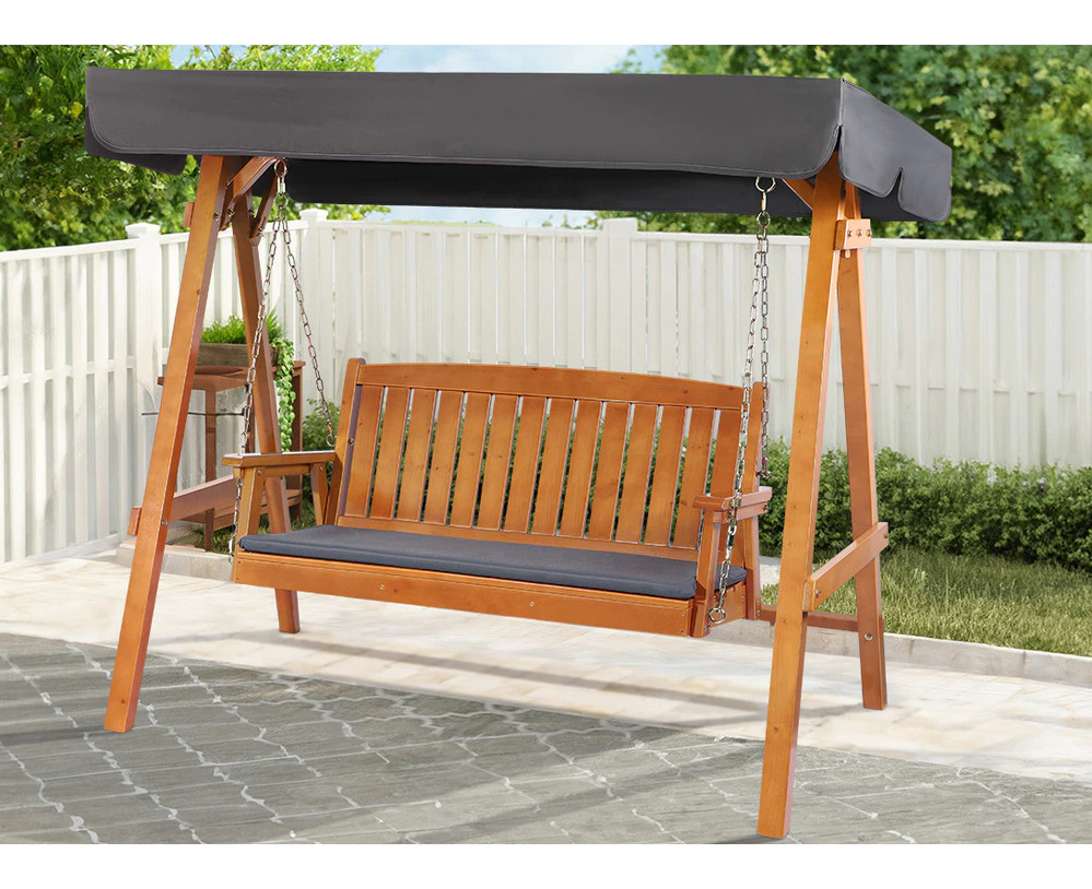 ALFORDSON Swing Chair Outdoor Furniture Wooden Garden Canopy Teak XL