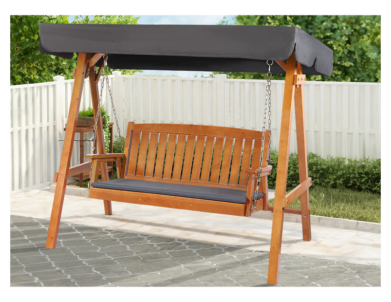 ALFORDSON Swing Chair Outdoor Furniture Wooden Garden Canopy Teak XL