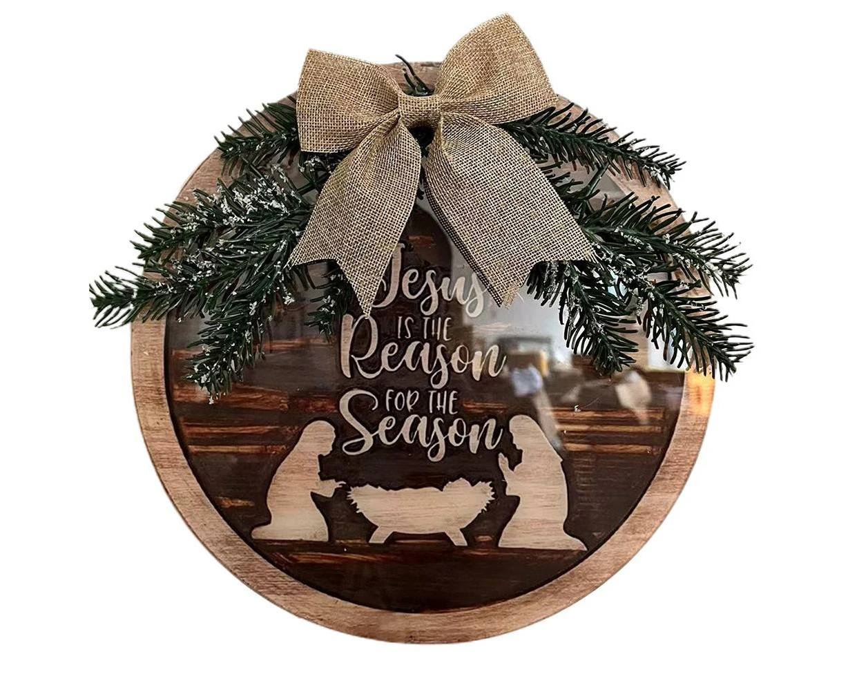 Nativity Scene Christmas Wreath For Front Door Outdoor Indoor Wall Window Door Hanger