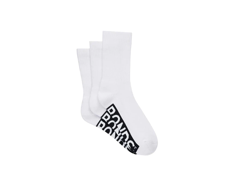 6 x Bonds Mens Logo Comfy Cushioned Crew White Socks - White