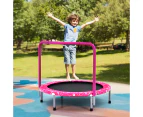 Costway 91cm Kids Mini Trampoline Fitness Rebounder Handrail security Padded Cover Home Gym Exercise Pink