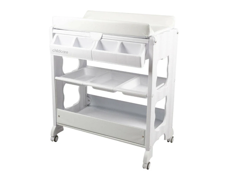 Childcare Palma Diaper/Nappy Change Centre Table w/Storage & Wheels - White 12M+