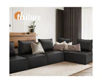 Oikiture 2PC Modular Sofa Lounge Chair Armless TOFU Back PU Leather Black